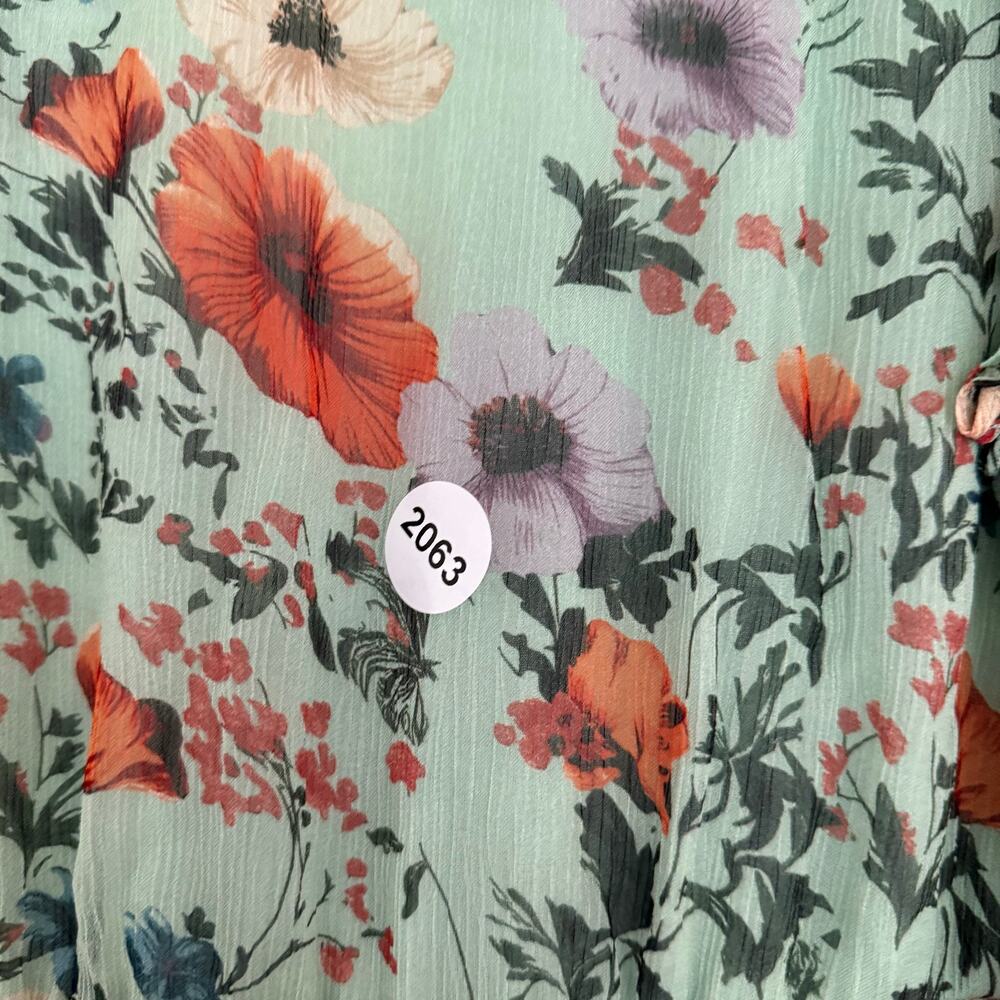 BHLDN Floral Chiffon Plunge Long-Sleeve Ruffle Maxi Dress Size US S - Picture 12 of 12
